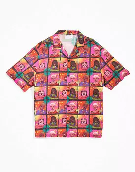 ASOS DESIGN – PRIDE – Повседневная рубашка унисекс с короткими рукавами, воротником с лацканами и принтом, однотонная