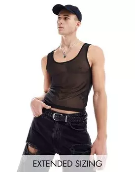 ASOS DESIGN - Приталенная майка Power Mesh черного цвета