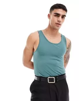 ASOS DESIGN — приталенная майка синего цвета
