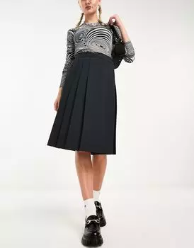 ASOS DESIGN – приталенная плиссированная юбка миди черного цвета