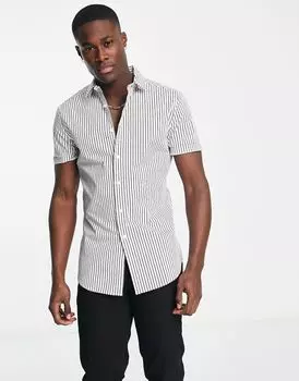 ASOS DESIGN – приталенная рубашка в бело-черную полоску