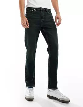 ASOS DESIGN – приталенные джинсы черного цвета с зеленоватым отливом
