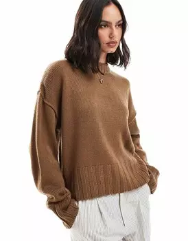 ASOS DESIGN – Простой коричневый свитер с круглым вырезом