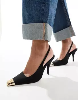 ASOS DESIGN – Proud – Черные туфли на высоком каблуке с ремешком сзади и отрезанным носком