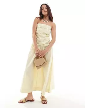 ASOS DESIGN Пурпурный плиссированный топ, платье миди с открытыми плечами и пышная юбка