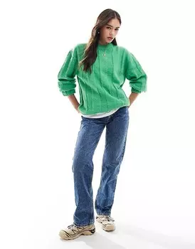 ASOS DESIGN – ярко-зеленый свитер в рубчик с круглым вырезом
