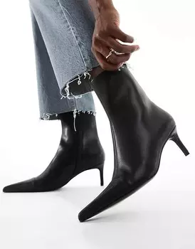 ASOS DESIGN – Rosalie – черные туфли средней высоты на каблуке-уточке