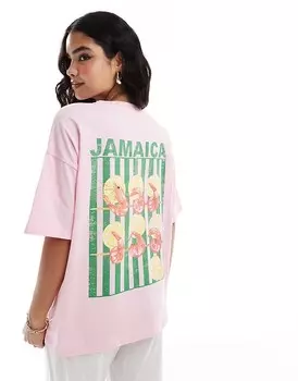 ASOS DESIGN – розовая футболка оверсайз с графикой и надписью «Ямайка»