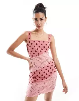 ASOS DESIGN – розовое шифоновое мини-платье со складками в горошек