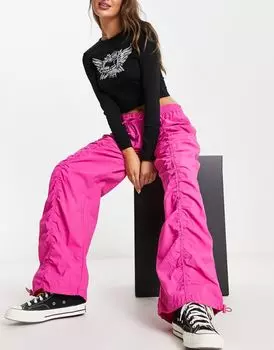 ASOS DESIGN – розовые брюки-карго со сборкой спереди