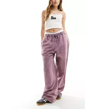 ASOS DESIGN – розовые джоггеры прямого кроя с декоративными швами