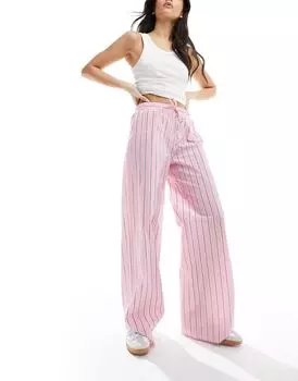 ASOS DESIGN – розовые широкие брюки из полосатого хлопкового поплина