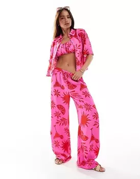ASOS DESIGN – розовые свободные брюки с коктейльным узором