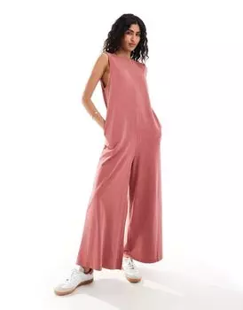 ASOS DESIGN – Розовый трикотажный комбинезон с карманами