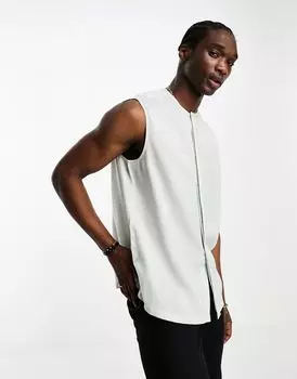 ASOS DESIGN - Рубашка без рукавов из стираного атласа светло-серого цвета