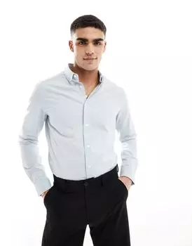 ASOS DESIGN — рубашка из хлопчатобумажной ткани шалфейного цвета стандартного кроя