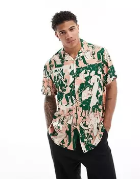 ASOS DESIGN – Рубашка Luna с кубинским воротником и узором джаз-бэнда
