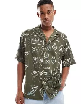 ASOS DESIGN – рубашка оверсайз с кубинским воротником с абстрактным узором