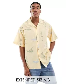 ASOS DESIGN – Рубашка оверсайз с узором «вино и макароны» и воротником с лацканами