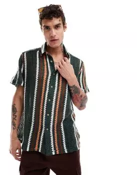 ASOS DESIGN – рубашка оверсайз, связанная крючком, с полосатым кубинским воротником