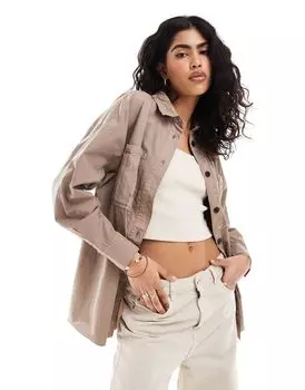 ASOS DESIGN – рубашка песочного цвета с эффектом стирки