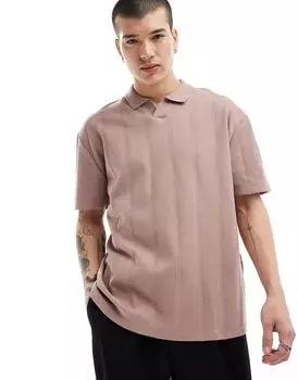 ASOS DESIGN - Рубашка-поло коричневого цвета в рубчик