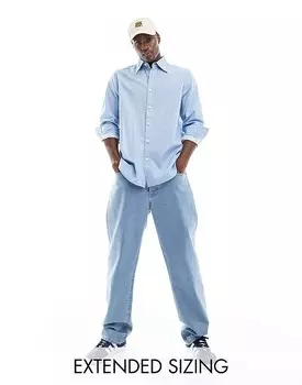 ASOS DESIGN – Рубашка повседневного кроя в сине-белую полоску с воротником оверсайз