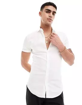 ASOS DESIGN – Рубашка Royal Oxford белого цвета с воротником акулы и приталенного кроя