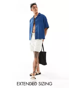 ASOS DESIGN – Рубашка свободного кроя из льна королевского синего цвета с воротником с лацканами