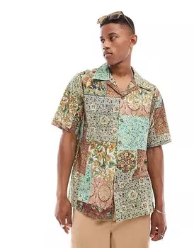 ASOS DESIGN – Рубашка свободного кроя с гобеленовым узором и воротником с лацканами