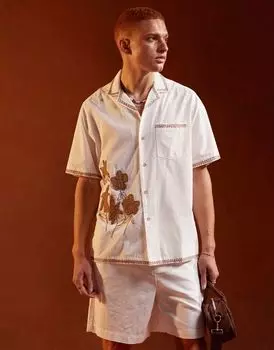 ASOS DESIGN — рубашка свободного кроя с вышитыми краями и цветочными аппликациями