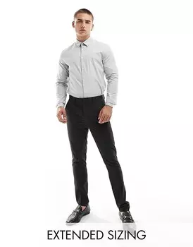 ASOS DESIGN - Рубашка узкого кроя из поплина бледно-серого цвета