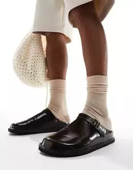 ASOS DESIGN – сабо-мюли в дизайне лоферов цвета Braun