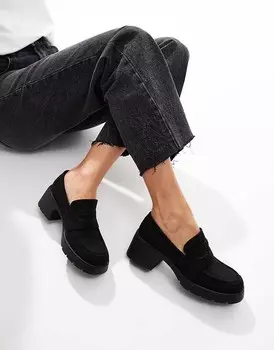 ASOS DESIGN – Scribble – Черные лоферы на среднем каблуке и толстой подошве