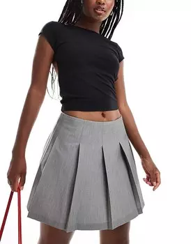 ASOS DESIGN – Серая элегантная мини-юбка со складками