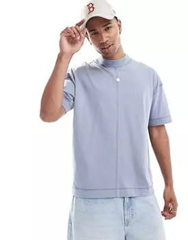 ASOS DESIGN – серая футболка оверсайз с декоративной строчкой