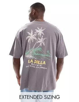 ASOS DESIGN – серая футболка оверсайз с принтом