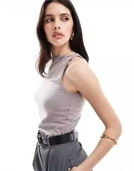 ASOS DESIGN — серая майка с высоким воротником