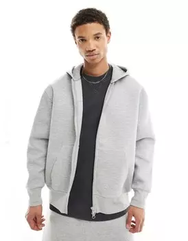 ASOS DESIGN – серая меланжевая толстовка Extreme Oversize из дайверского материала на молнии