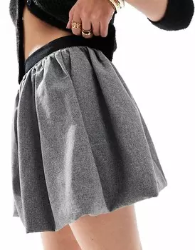 ASOS DESIGN – серая мини-юбка-пузырь с контрастной талией