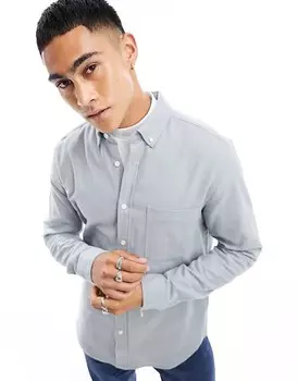 ASOS DESIGN – Серая оксфордская рубашка с начесом