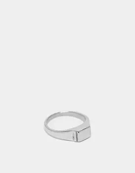 ASOS DESIGN – Серебряное кольцо-печатка из нержавеющей стали с тиснением