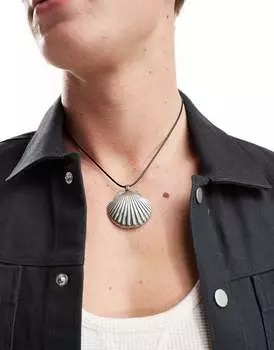 ASOS DESIGN – серебряное колье из веревки с подвеской в форме ракушки