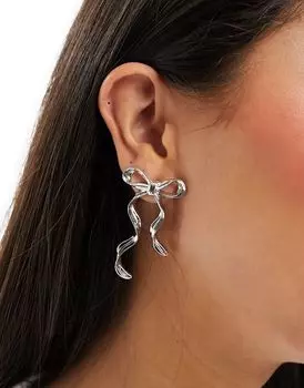ASOS DESIGN – серебряные серьги-гвоздики в форме банта