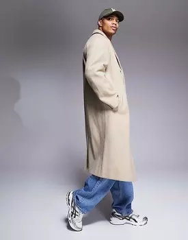 ASOS DESIGN – серо-бежевое пальто классического кроя из искусственной шерсти