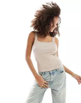 ASOS DESIGN – серо-бежевый топ с широкими бретелями и ромбовидным вырезом