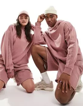 ASOS DESIGN – серо-розовая толстовка унисекс оверсайз с декоративной строчкой