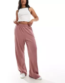 ASOS DESIGN – серо-розовые широкие джоггеры с вафельной текстурой