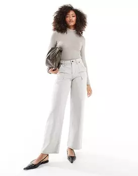 ASOS DESIGN – Серо-серое боди свободной вязки с высоким воротником