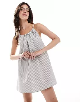 ASOS DESIGN – Серое мини-платье трапециевидного силуэта в полоску без застежки